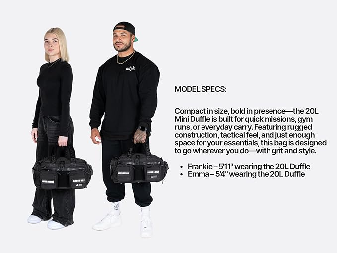 WOLFpak 20L Mini Duffle Bag for Gym & Travel | Waterproof Carry-On Weekender Bag with Shoe Compartment, Hard Bottom, and Tactical Molle System (Elite Red)