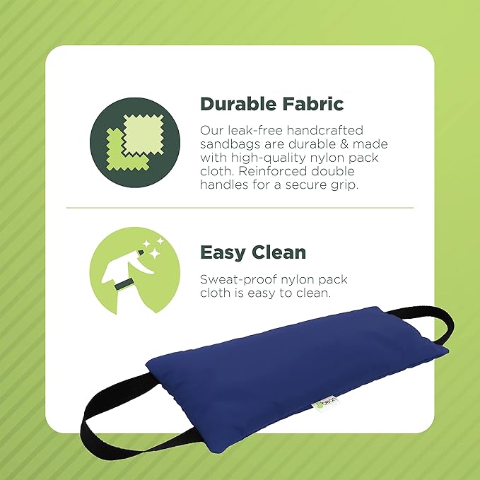 Yoga Sand Bags for Working Out - Reinforced Nylon Fabric Exercise Weight Bag with Double Handles for Secure Grip - Weighted Fitness Equipment for Yoga, Pilates & Training - Made in USA, 10 lbs