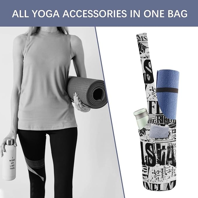 Aiyoolee Single Shoulder Yoga Mat Carrier Bag Portable Spacious with Pocket for Yoga Gym Fitness Travel