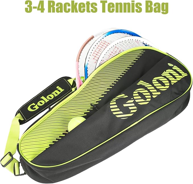 Goloni | 3 Racquet Tennis Bag, for Professional or Beginner Tennis Players, Rackets Cover Bag with Protective Pad & Lightweight | Unisex Design for Men, Women, Youth and Adults