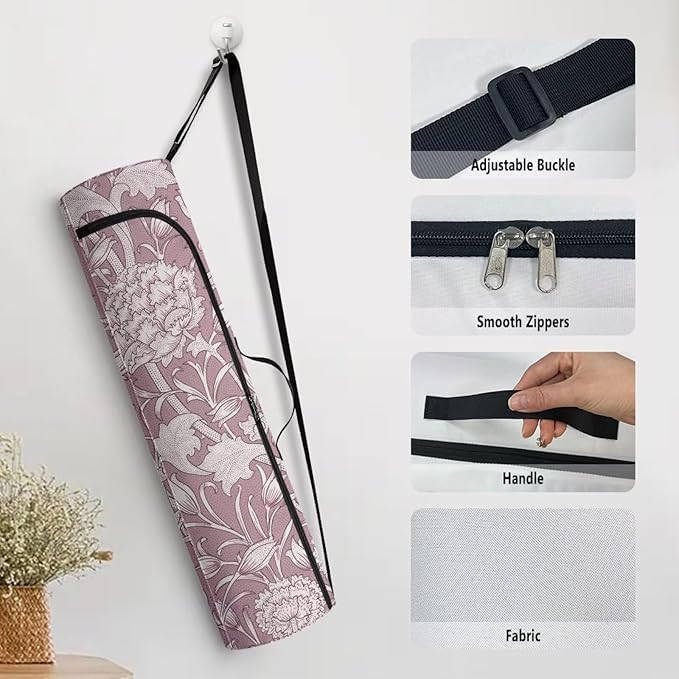 ZCFYGDX Yoga Mat Bag with Adjustable Shoulder Strap and Handle Zipper, 30in Wide x 6.3in Diameter for Yoga Mat Storage