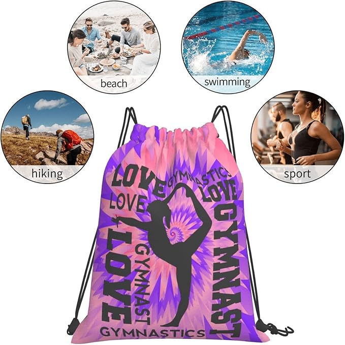 Braytow Gymnastics Drawstring Backpack Gym String Bag Drawstring Sackpack Sport For Womens Mens