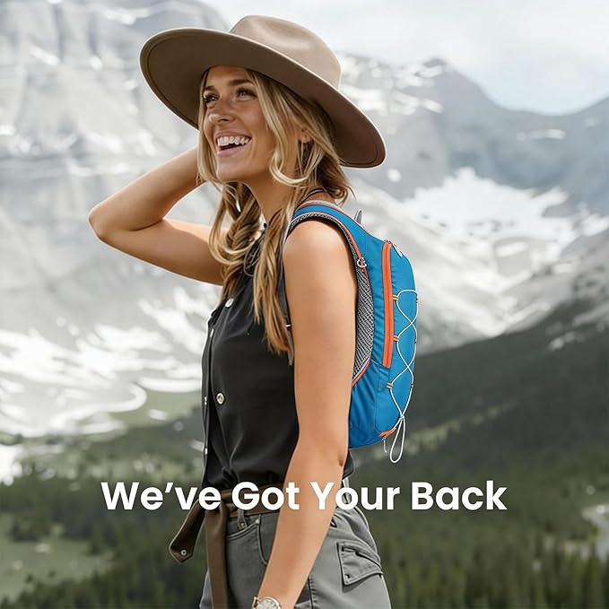 12L Hydration Backpack for Women and Men- Lightweight Hydration Pack with 2L Water Bladder, Water Pack for Hiking,Cycling,Rave and Running, Adjustable Chest Straps and Reflective