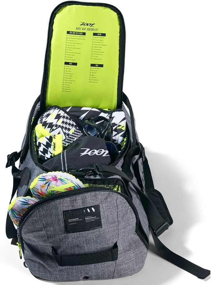 Zoot Ultra Tri Duffel, Triathlon Transition Bag or Backpack, with Wet Storage for Men & Women, Travel, Gym, Race Day, Grey