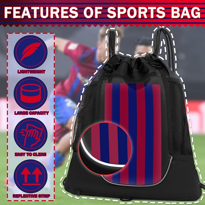 KAEGREEL Drawstring Soccer Bag Basketball Backpack for Kids Teens, Foldable Sports Bags Detachable Ball Mesh Bag for Gym Yoga Football Baseball