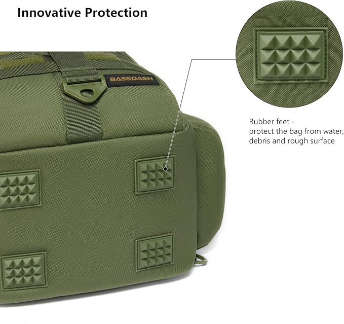 BASSDASH Convertible Fishing Backpack Sling Bag with Rod Holder, Adjustable Tactical Water-Resistant Tackle Storage Pack FP07