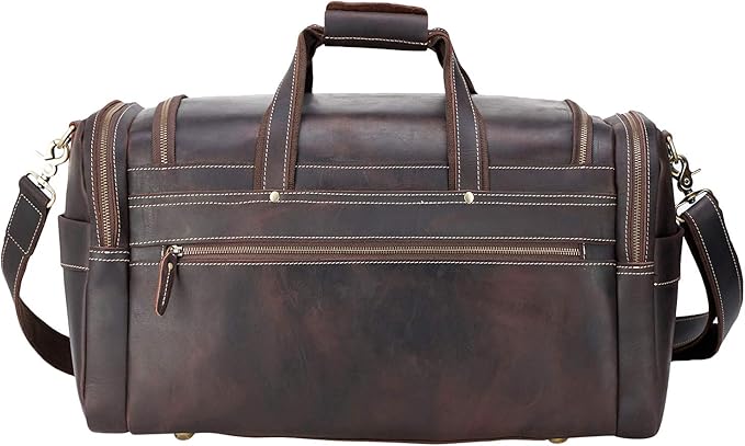 Polare 23" Duffel Thick Full Grain Cowhide Leather Gym Weekender Overnight Luggage Bag For Men 42L