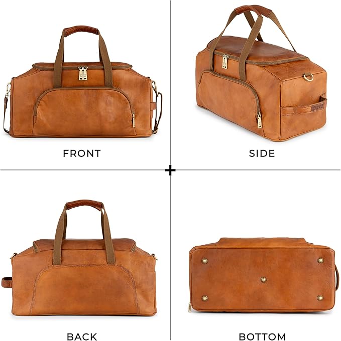 Berliner Bags Vintage Genuine Leather Duffle Denver M for Travel or the Gym, Weekender Bag, Overnight Bag for Men and Women - Brown