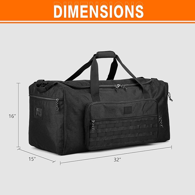 120L Extra Large Gym Duffle Bag for Men Women with Shoes Compartment Heavy Duty Tactical Sports Duffel Bag Big Football Baseball Basketball Soccer Hockey Team Equipment Bag, Black