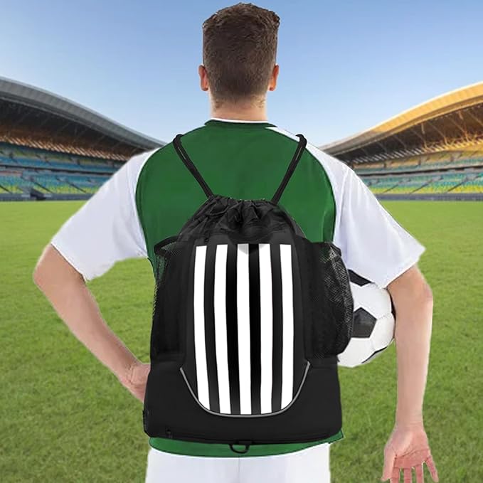 KAEGREEL Drawstring Soccer Bag Basketball Backpack for Kids Teens, Foldable Sports Bags Detachable Ball Mesh Bag for Gym Yoga Football Baseball