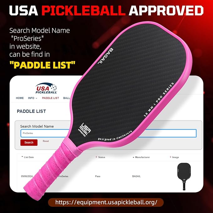 BAGAIL Pickleball Paddles, USAPA Approved Fiberglass Surface Pickleball Set, Lightweight Pickle Ball Rackets with 4 Balls, 1 Bag, Designed in California for Traction and Stability
