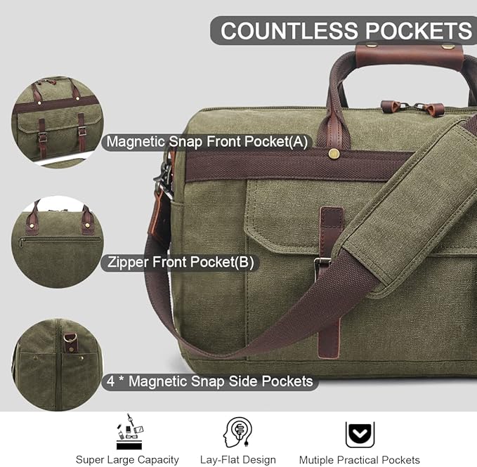 Duffle Bag for Men Waterproof Genuine Leather Canvas Travel Duffel Bags for Women Overnight Weekender Bag for Traveling