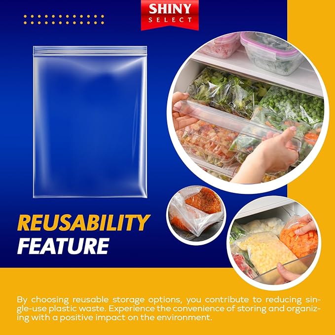 [ 12 COUNT ] - 3 MILL THICK - 5 GALLON - Extra Large Heavy Duty Plastic Storage Bags Zipper Top, 18" x 24", Extra Large Food Storage Bags for Clothes, Travel, Moving, Packing, Campus, Freezer Bag