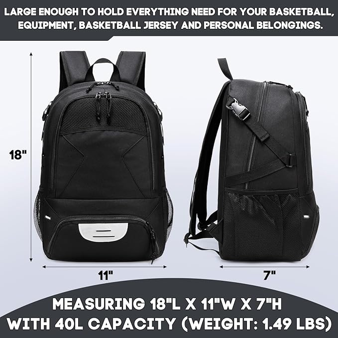 Basketball Bag Backpack, Large Capacity Sports Equipment Bags for Basketball, Soccer, and Volleyball.