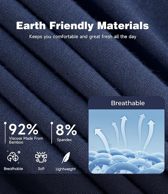 BAMBOO COOL Men's Ultra ComfortSoft Underwear, Moisture Wicking & Breathable No Ride Up Boxer Briefs with Fly, Multipack