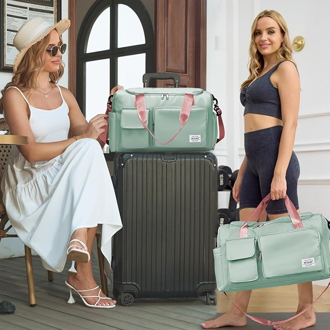 NPBAG Women Travel Duffel, Multi Functional Large Expandable Weekender Carry-on Tote, Gym Workout Overnight Bag, Mommy Hospital Bag for Labor and Delivery