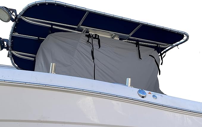 EliteShield Heavy Duty T-Top Boat Cover, Fits 18ft to 20ft Long Center Console Boat with T-Top Hard-Top, Waterproof Fade Resistant T Top Boat Storage Cover (Gray, Size 1: 18'-20' Long, Beam 102" W)