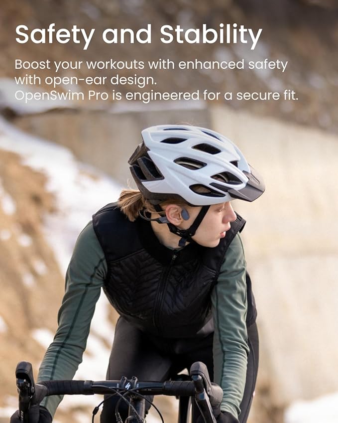 SHOKZ OpenSwim Pro - Open-Ear Bluetooth & MP3 Bone Conduction Sport Headphones, Swimming Headphones, IP68 Waterproof, Grey