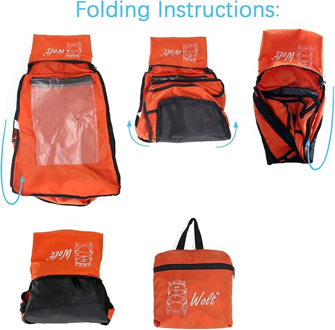 WOLT 40L Packable Travel Backpack, Foldable Lightweight Backpack for Men Women,Waterproof Hiking Bag for Outdoor Camping (Black)