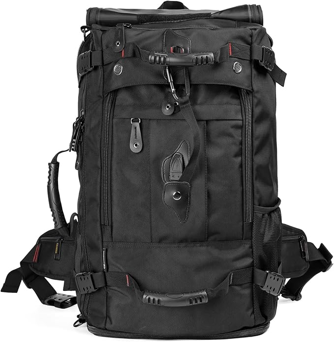 YOUMIAN Large Capacity For Travel Hiking Sports Carry On Backpack Durable Convertible Duffle Bag Laptop airplane (BLack, 45L-Normal)