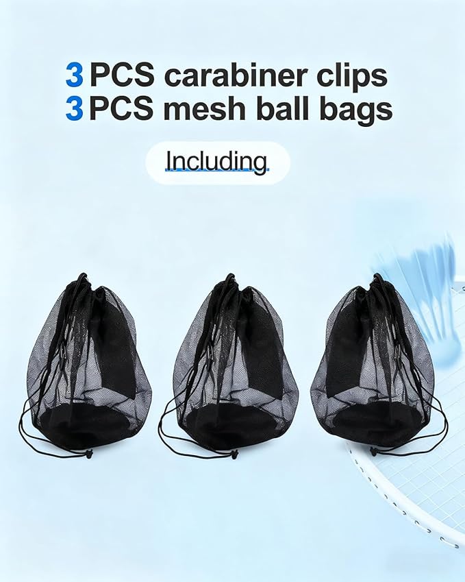 2Pcs Single Mesh Ball Bag for Basketball Soccer & Volleyball, Lightweight Net Storage with Zipper Pocket for Sports, Portable Drawstring Bags with Hanging Clip for Men, Women & Athletes, Black