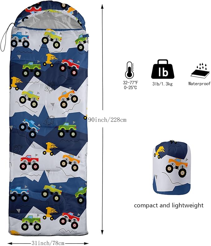 QOOMO Camping Sleeping Bags,3 Season Warm & Cool Weather,Lightweight,Waterproof Sleeping Bags for Adults & Kids,Traveling,and Outdoors,Camping Gear Equipment