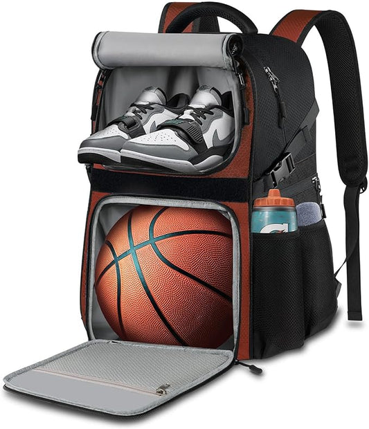 Basketball Bag Backpack with Ball Holder Shoes Compartment, Large Basketball Accessories Sports Bag