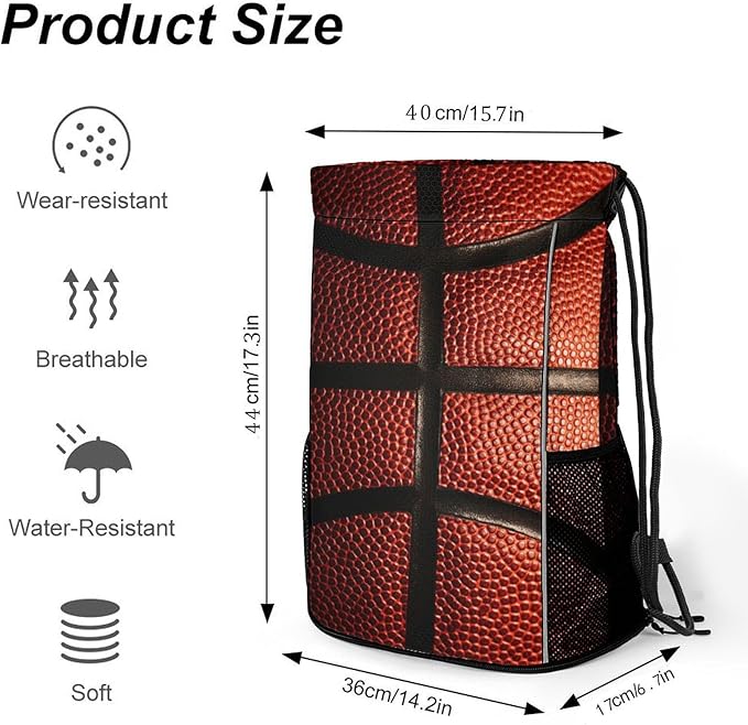 Basketball Drawstring Backpack Gym Bag With Shoe Compartment String Bag Sport Beach Swimming Sackpack For Women Men