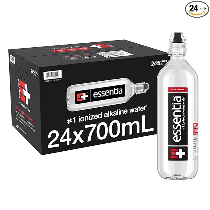 Essentia Water LLC, Ionized Alkaline Bottled Water; 99.9% Pure, Infused with Electrolytes, 9.5 pH or Higher with a Clean, Smooth Taste, 23.67 Fl Oz (Pack of 24)