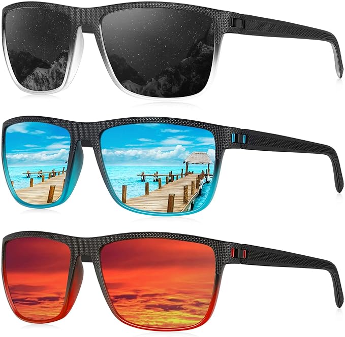 KALIYADI Polarized Sunglasses for Men, Lightweight Sun Glasses with UV Protection for Driving Fishing Golf