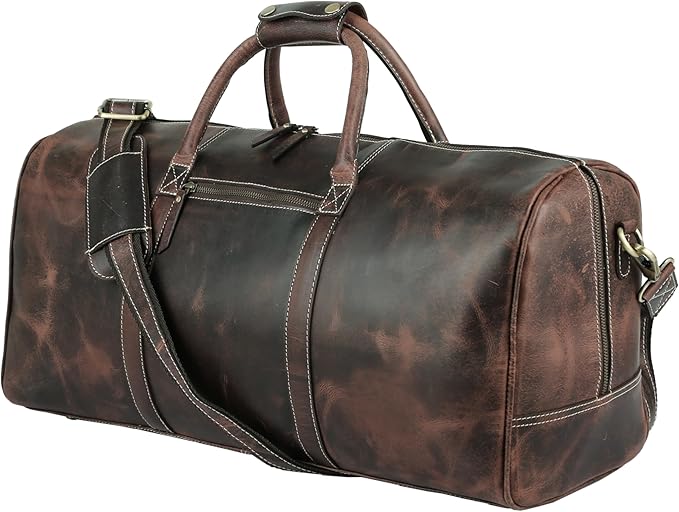 Leather Travel Duffle Bags for Men and Women cabin friendly Weekend Bag Sports Gym airplane carry on overnight duffel