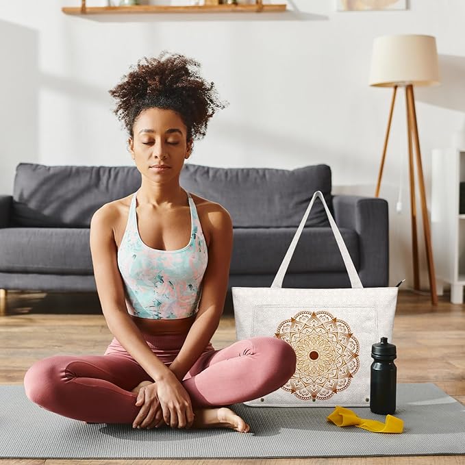 Adalore Women's Yoga Bag with Yoga Mat Carrier - Large Mat Pocket Fitness Tote for Pilates, Gym, Travel, Office & Beach