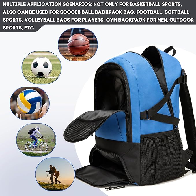 Basketball Bag Backpack, Large Capacity Sports Equipment Bags for Basketball, Soccer, and Volleyball.