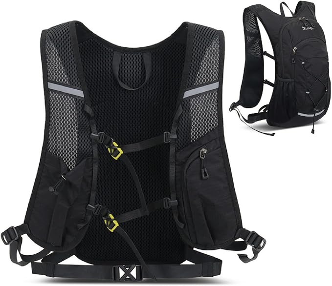 YAPJEB Hiking Hydration Vest Backpack 18L Lightweight with 2L Water Pack Bladder Daypack for Men Women Cycling, Running, Hiking and Biking (03 Black Only Vest 18L)