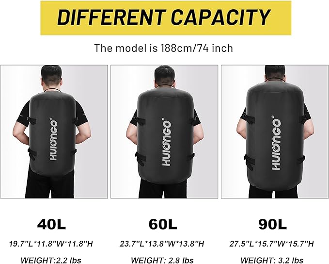 40L/60L/90L Large Waterproof Duffle Bag Backpack for Men, Mens Duffel Backpack Bags for Traveling, Heavy Duty (Black, 40L)