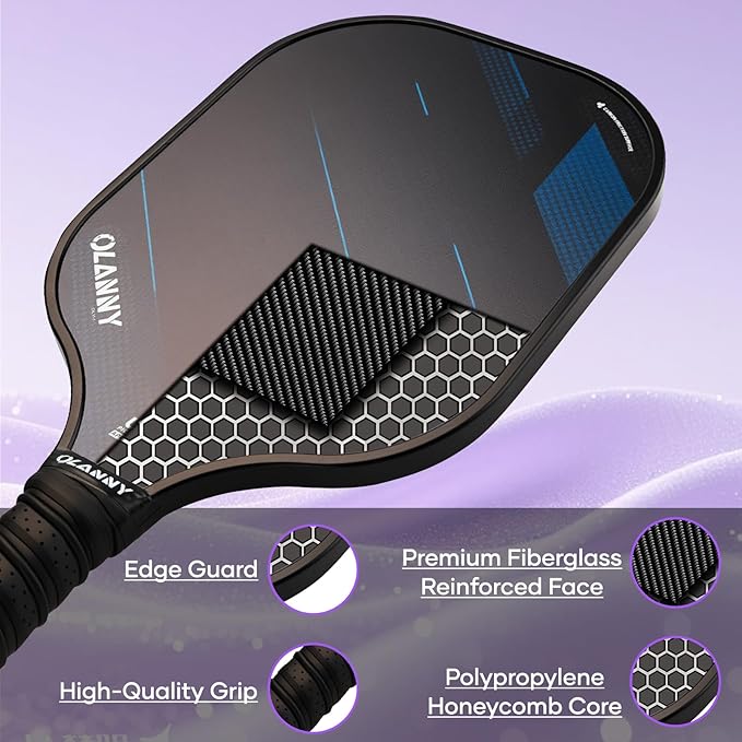 Graphite Pickleball Paddles Set- Premium Rackets Fiber Face & Polymer Honeycomb Core Pickleball Set Includes Pickleball Paddles + Pickleball Balls+ Replacement Soft Grip + 1 Bag