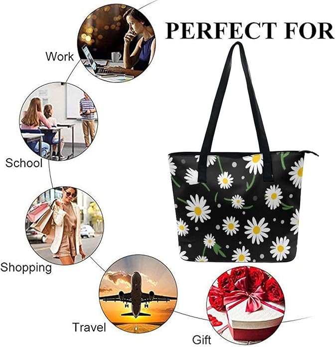 Big Shoulder Commuter Bag Work Tote Bag Handbag With Zipper For Women And Men