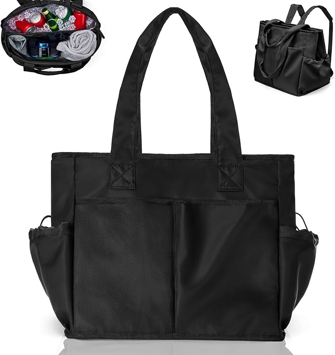 Odoland Soft Cooler Bag, Collapsible Leakproof Insulated Cooler Bag with Multi-Pocket Design, Portable Soft Side Cooler Backpack for Beach, Picnic, Camping, Travel and Daily Use for Women