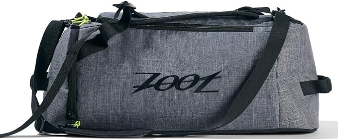 Zoot Ultra Tri Duffel, Triathlon Transition Bag or Backpack, with Wet Storage for Men & Women, Travel, Gym, Race Day, Grey