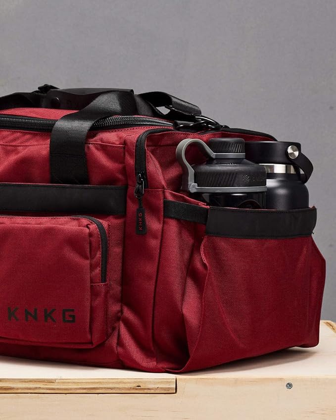 KNKG PLUS 63L Large Duffel Bag – Spacious, Durable Gym Bag with Dual Shoe Storage, Multiple Compartments & YKK Zippers for Fitness & Travel - Redwood (Redwood, Small 33L)