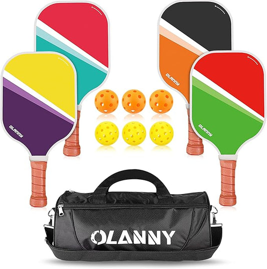 Graphite Pickleball Paddles Set- Premium Rackets Fiber Face & Polymer Honeycomb Core Pickleball Set Includes Pickleball Paddles + Pickleball Balls+ Replacement Soft Grip + 1 Bag