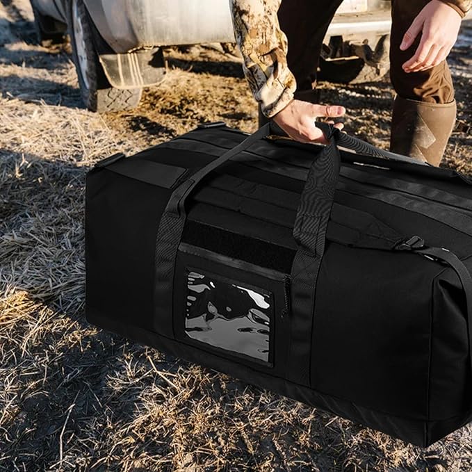 130L Tactical Travel Duffle Bag Large Capacity Waterproof Full-Access Opening Foldable Military Backpack Travel for Outdoor Camping Hunting Weekender Gym Traveling Workout Deployment