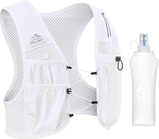 Zelvot Running Vest for Women Men, USA Original Patent, Adjustable Chest Straps Running Hydration Vest with 500ml Soft Flask, Lightweight Reflective Hydration Backpack for Marathon