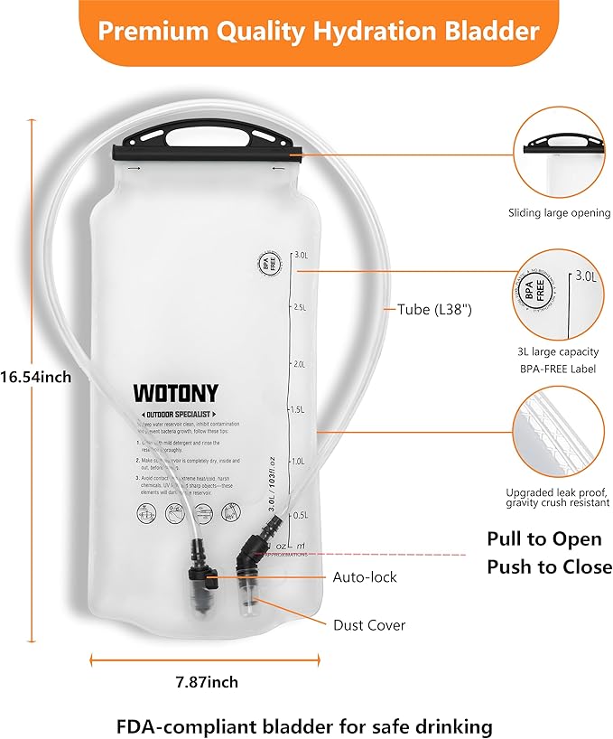 wotony Hydration Backpack with Water Bladder for Hiking Tactical Hydration Pack for Men Women Molle Water Backpack for Hiking