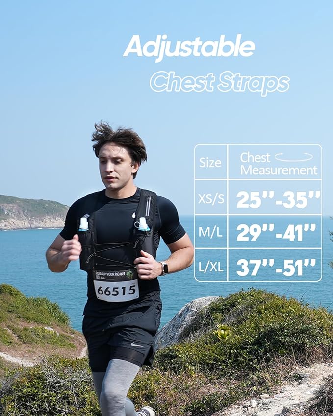 Zelvot Running Vest for Women Men, USA Original Patent, Adjustable Chest Straps Running Hydration Vest with 500ml Soft Flask, Lightweight Reflective Hydration Backpack for Marathon