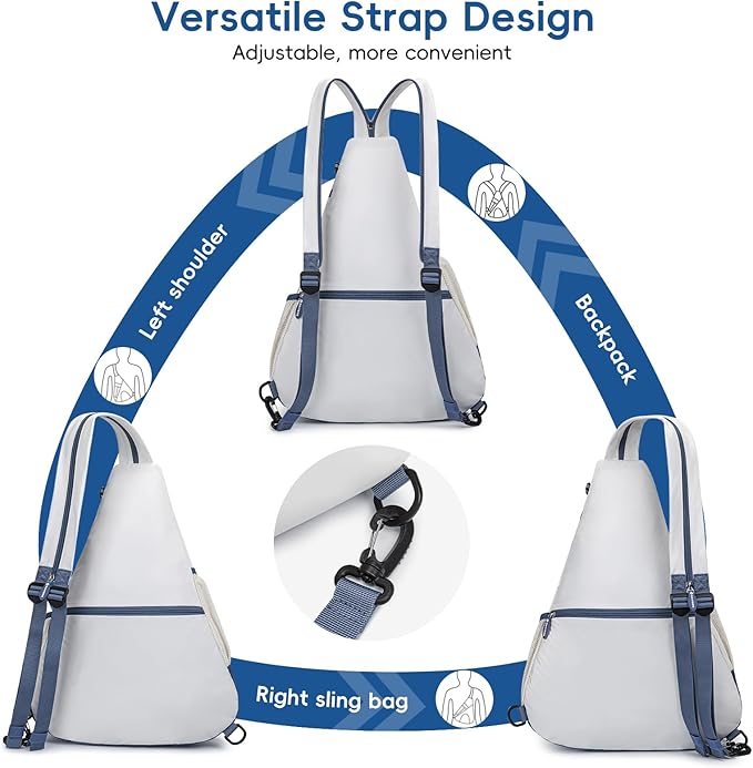 2025 Pickleball Sling Bag, Convertible Ultra-Light Backpack with Skin-Soft Fabric & Wet/Dry Pocket, Fits 4 Paddles + Gear