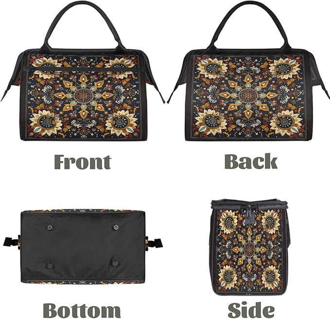 Travel Duffle Bag, Ethnic Aztec Flower Overnight Weekender Tote Bag for Women Men Waterproof Carry On Luggage with Zipper Lightweight Sport Gym Bag for Traveling Yoga Camping Traveling Gifts