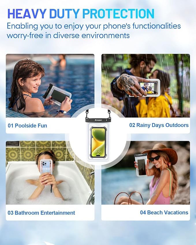 [Up to 8.5"] Waterproof Phone Pouch Bag - 2 Pack IPX8 Waterproof Phone Case for iPhone 17 16 15 14 Pro Max Galaxy S25 S24 Ultra, Touchscreen & Underwater Photography, Beach Cruise Travel Essentials