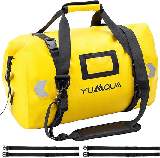 YUMQUA Waterproof Duffel Bag, Motorcycle Duffle Bag, Heavy Duty Roll Top Large Dry Bags Waterproof with Durable Straps & Handle for Travel Outdoor Boating Rafting Kayaking Camping Paddle boarding