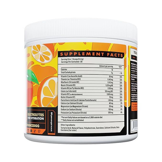 Advanced Hydration High-Performance Electrolyte Drink Mix with B Vitamins for All-Day Hydration - Caffeine Free, Zero Calories, Sugar Free, & Keto Friendly - (30 Servings, Tangerine)